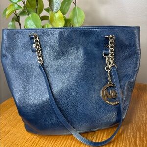 Michael Kors Jet Set Chain Tote Leather Navy Bag Handbag Bolsa Purse MRSP$248